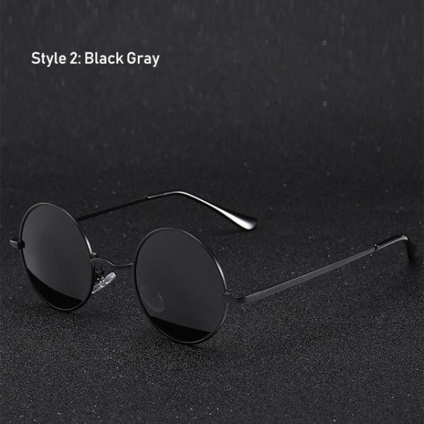 Retro Classic Vintage Round Polarized Sunglasses Men Brand Designer Sun Glasses Women Metal Frame Black lens Eyewear Driving - 图片 25
