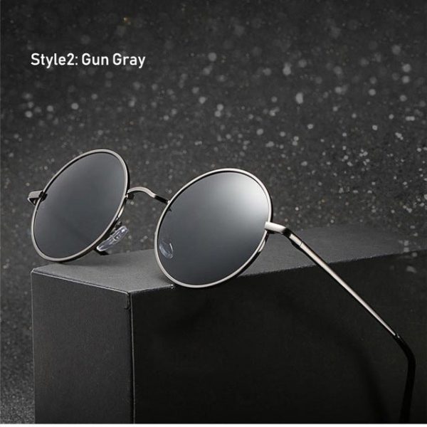 Retro Classic Vintage Round Polarized Sunglasses Men Brand Designer Sun Glasses Women Metal Frame Black lens Eyewear Driving - 图片 16