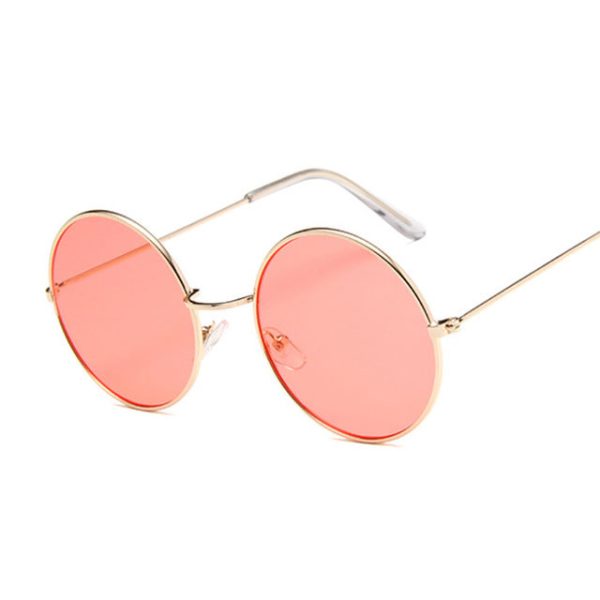 Retro Round Pink Sunglasses Women Brand Designer Sun Glasses For Women Alloy Mirror Female Oculos De Sol Black - 图片 32