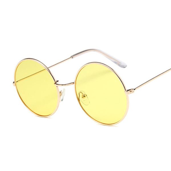 Retro Round Pink Sunglasses Women Brand Designer Sun Glasses For Women Alloy Mirror Female Oculos De Sol Black - 图片 9