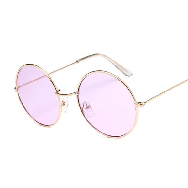 Retro Round Pink Sunglasses Women Brand Designer Sun Glasses For Women Alloy Mirror Female Oculos De Sol Black - 图片 19
