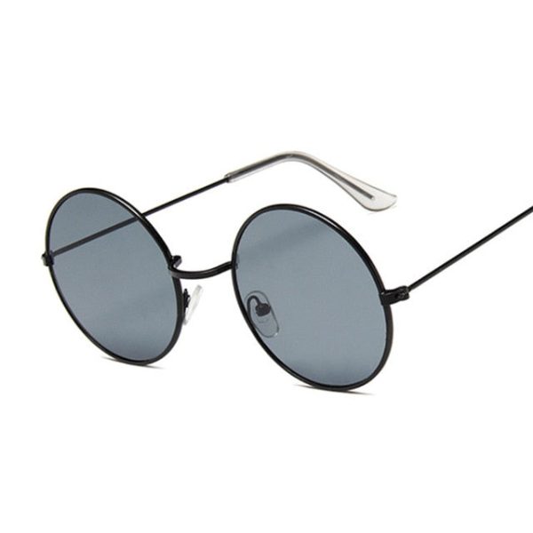 Retro Round Pink Sunglasses Women Brand Designer Sun Glasses For Women Alloy Mirror Female Oculos De Sol Black - 图片 14