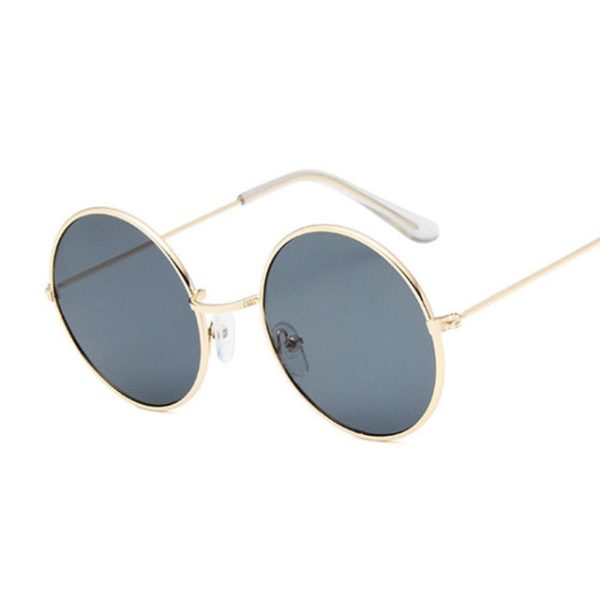 Retro Round Pink Sunglasses Women Brand Designer Sun Glasses For Women Alloy Mirror Female Oculos De Sol Black - 图片 16