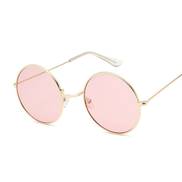 Retro Round Pink Sunglasses Women Brand Designer Sun Glasses For Women Alloy Mirror Female Oculos De Sol Black - 图片 18