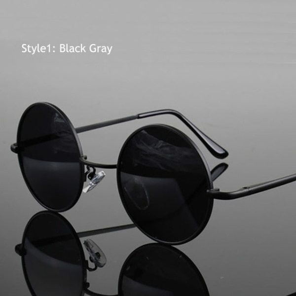Retro Classic Vintage Round Polarized Sunglasses Men Brand Designer Sun Glasses Women Metal Frame Black lens Eyewear Driving - 图片 13