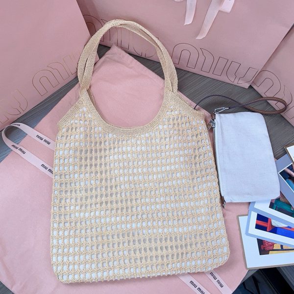 MIU M WOVEN FABRIC TOTE BAG - 图片 2