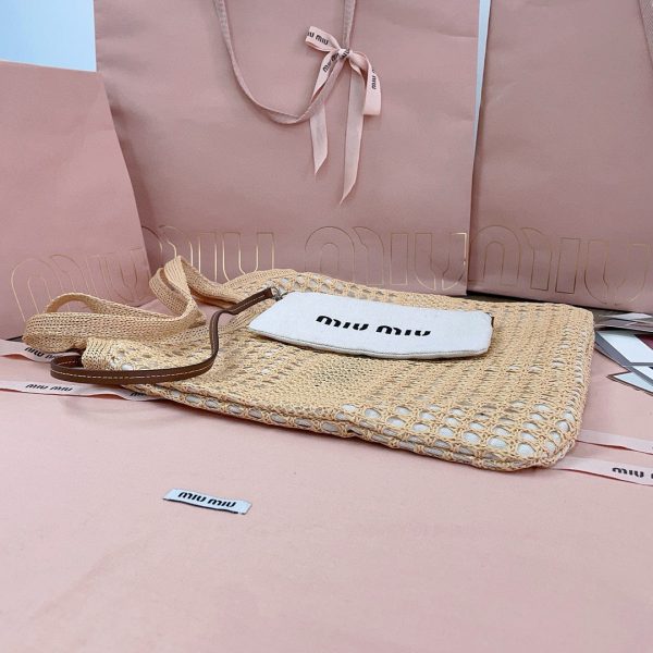 MIU M WOVEN FABRIC TOTE BAG - 图片 5