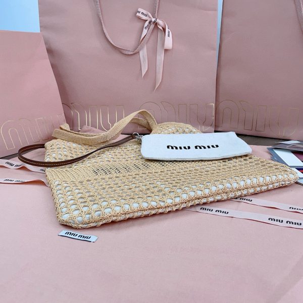 MIU M WOVEN FABRIC TOTE BAG - 图片 4