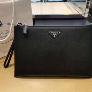 PD Re-Nylon and Saffiano leather pouch
