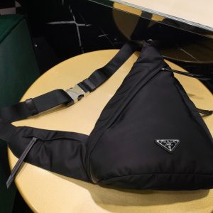 PD RE-NYLON AND LEATHER BACKPACK
