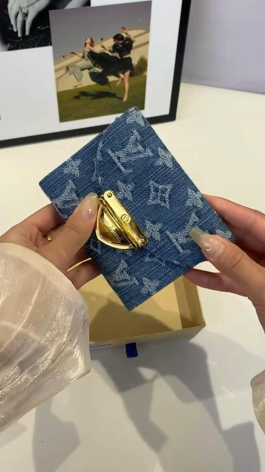 Luxury Denim Embellished Capucines Mini Bag - Image 18