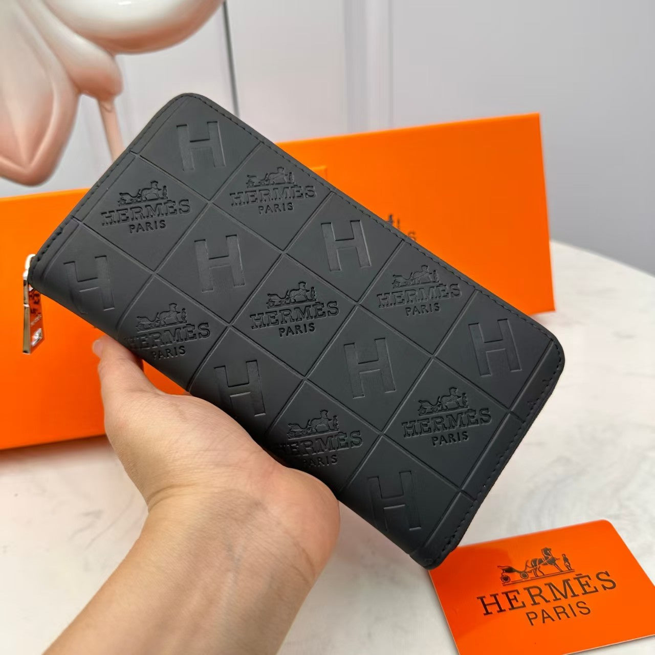 H Black Embossed Leather Wallet - Image 2
