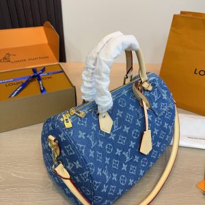 Denim Embossed Top-Handle & Crossbody Bag