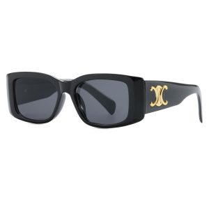 Luxury Retro Sunglasses with Gold Plaque