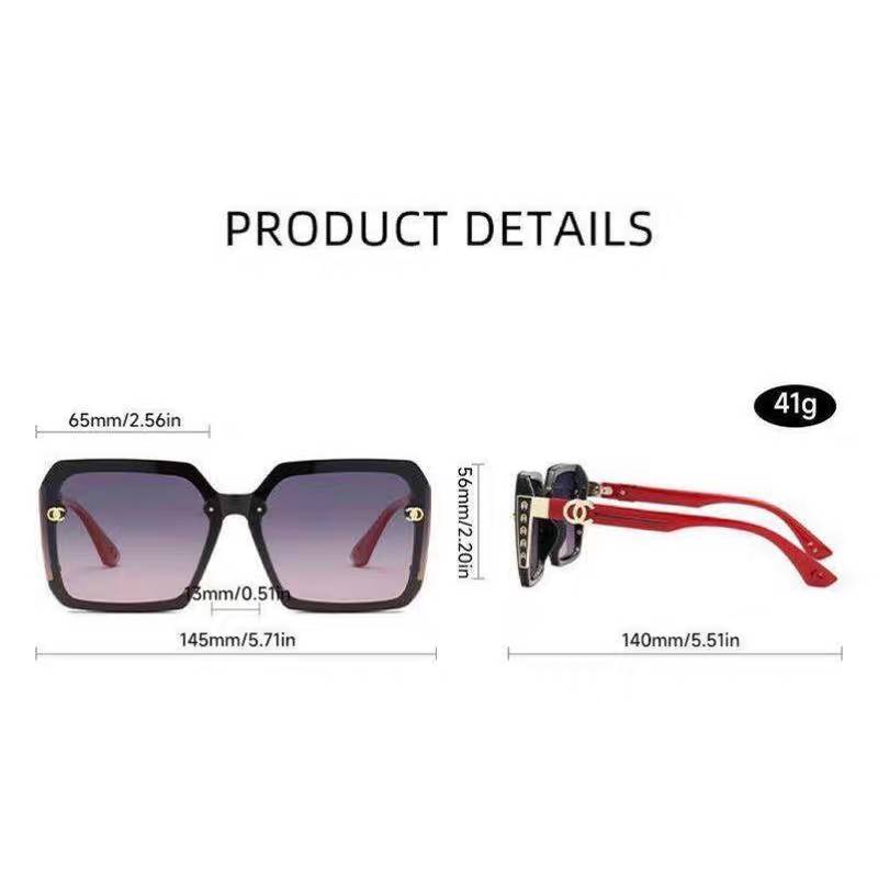 Luxury Black & Red Retro Large Frame Fashion Polarized Sunglasses For Women - Image 5