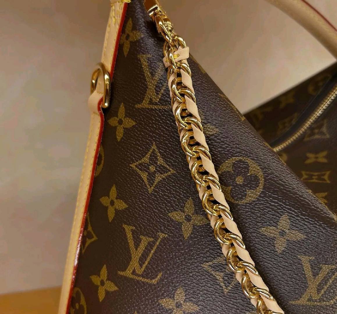 Vintage Monogram Print Zipper Shoulder Pouch - Image 6
