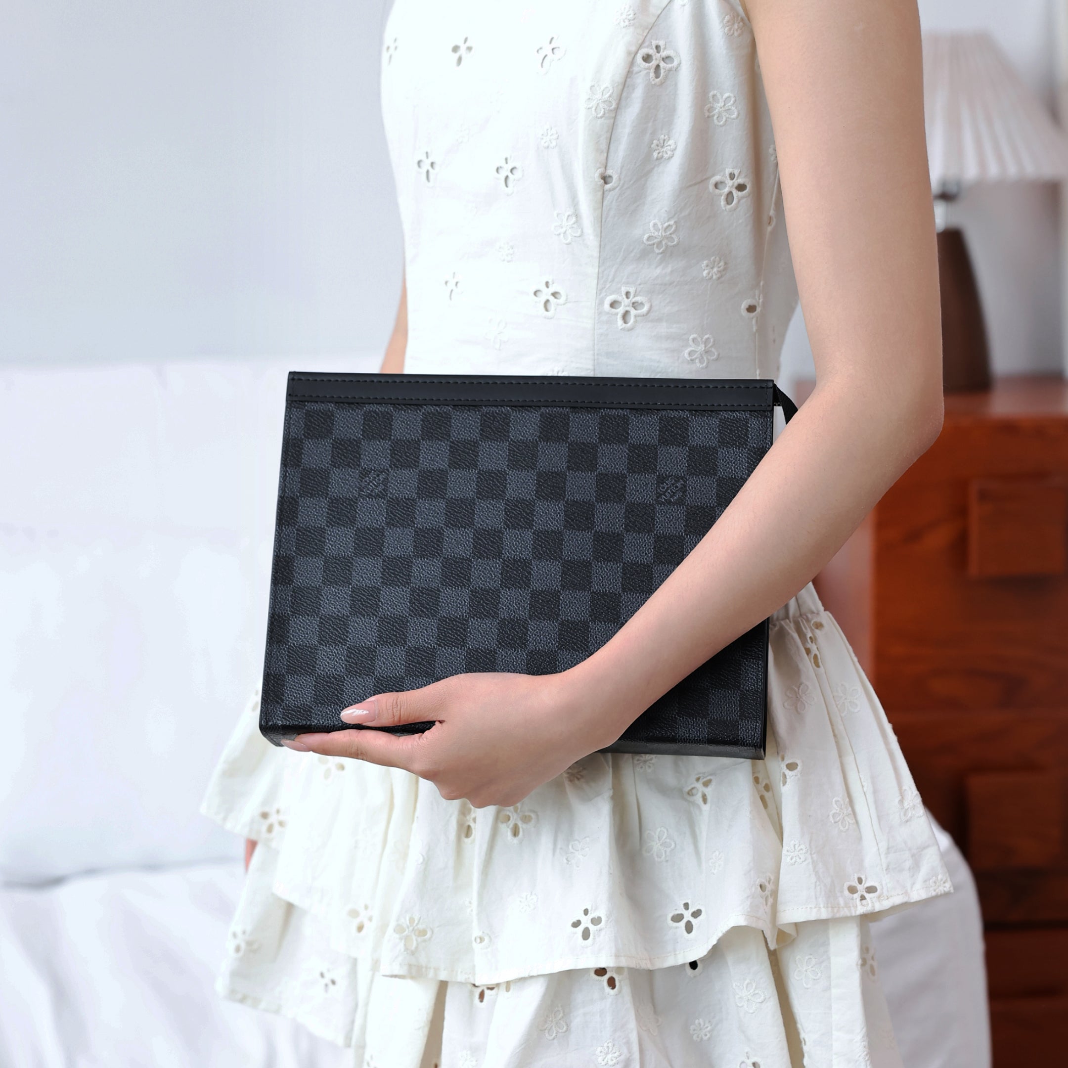 Vintage Check Leather Clutch - Image 7