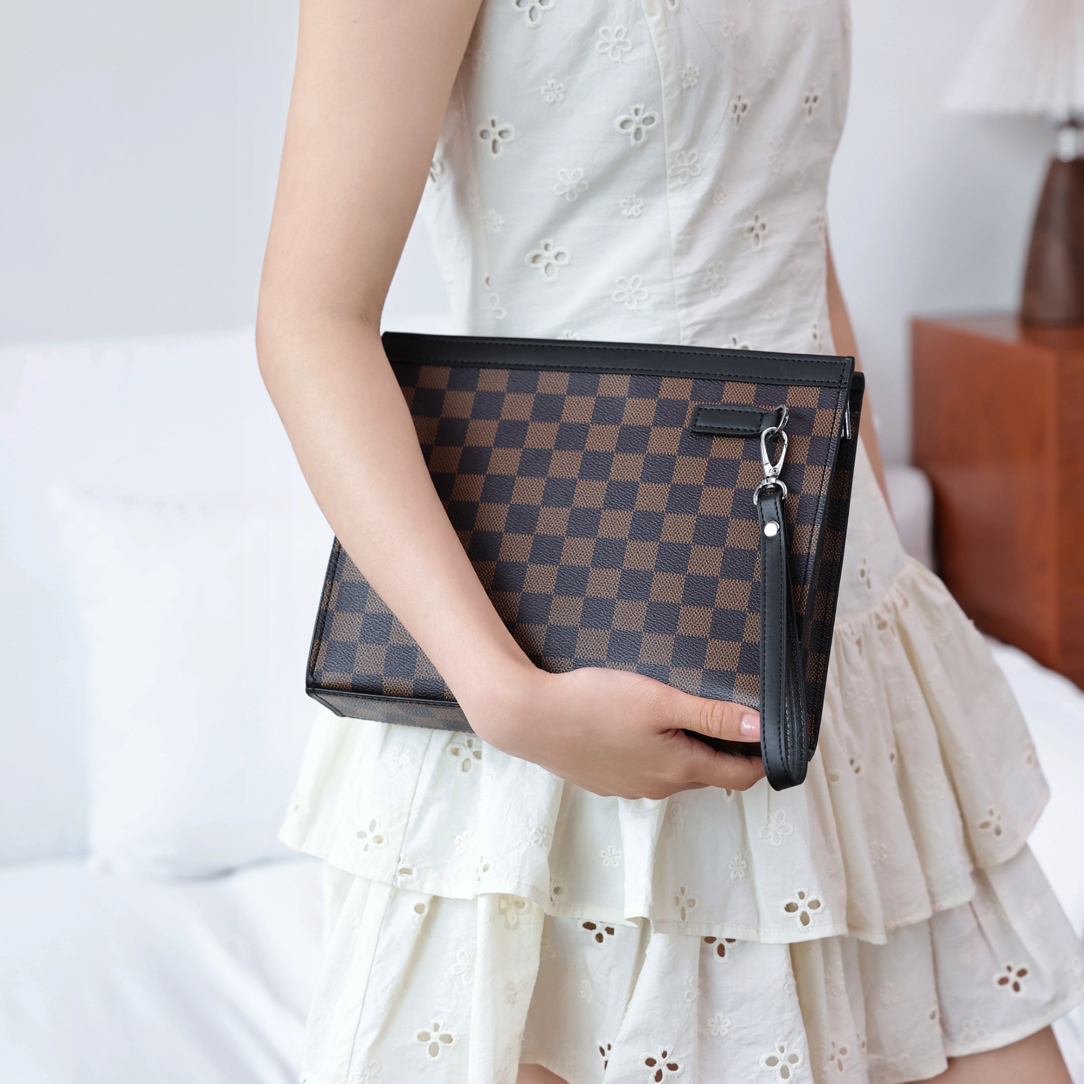 Vintage Check Leather Clutch - Image 5