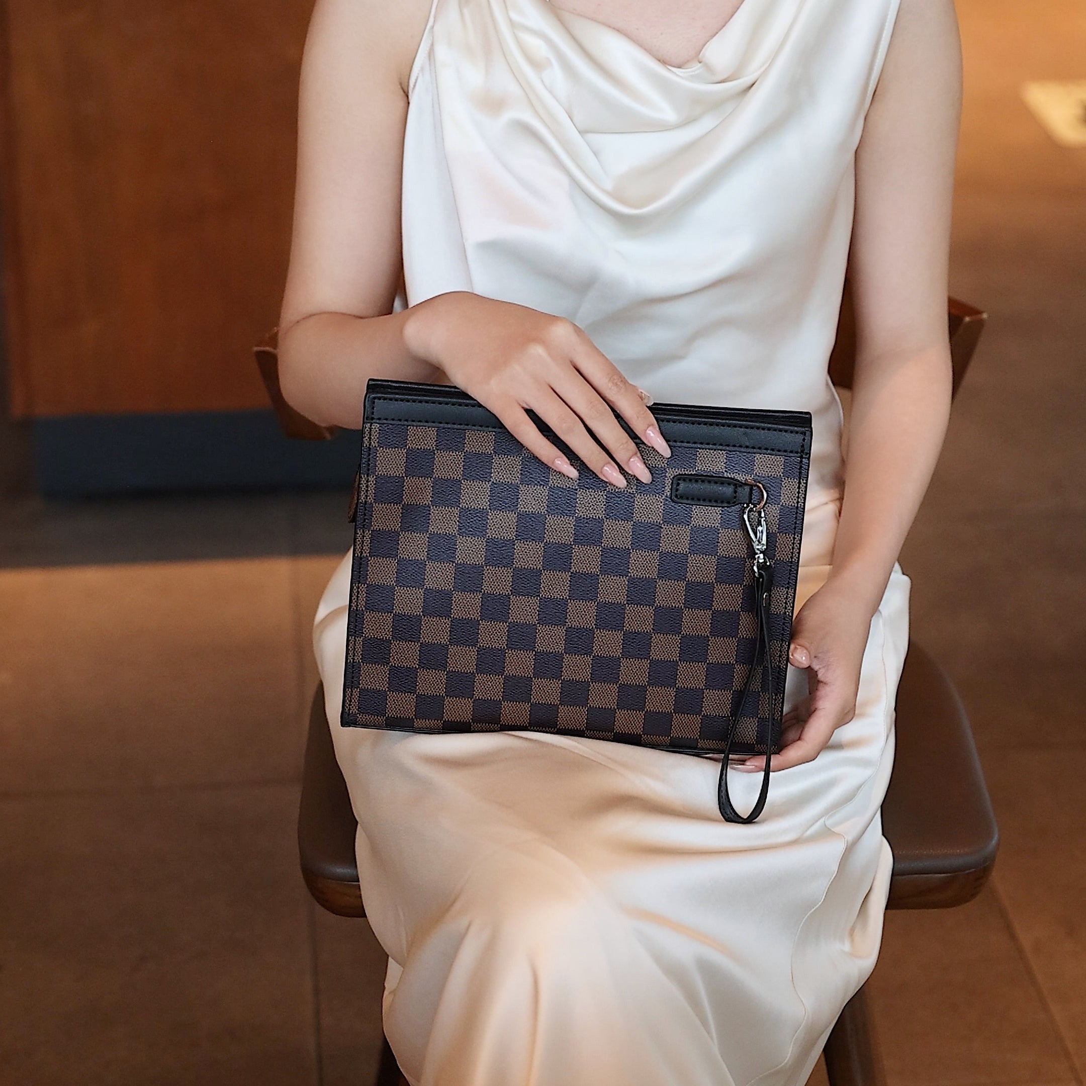 Vintage Check Leather Clutch - Image 3