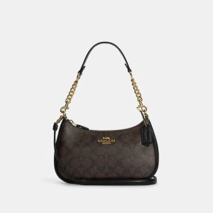 Teri Shoulder Bag In Signature Canvas in Brown