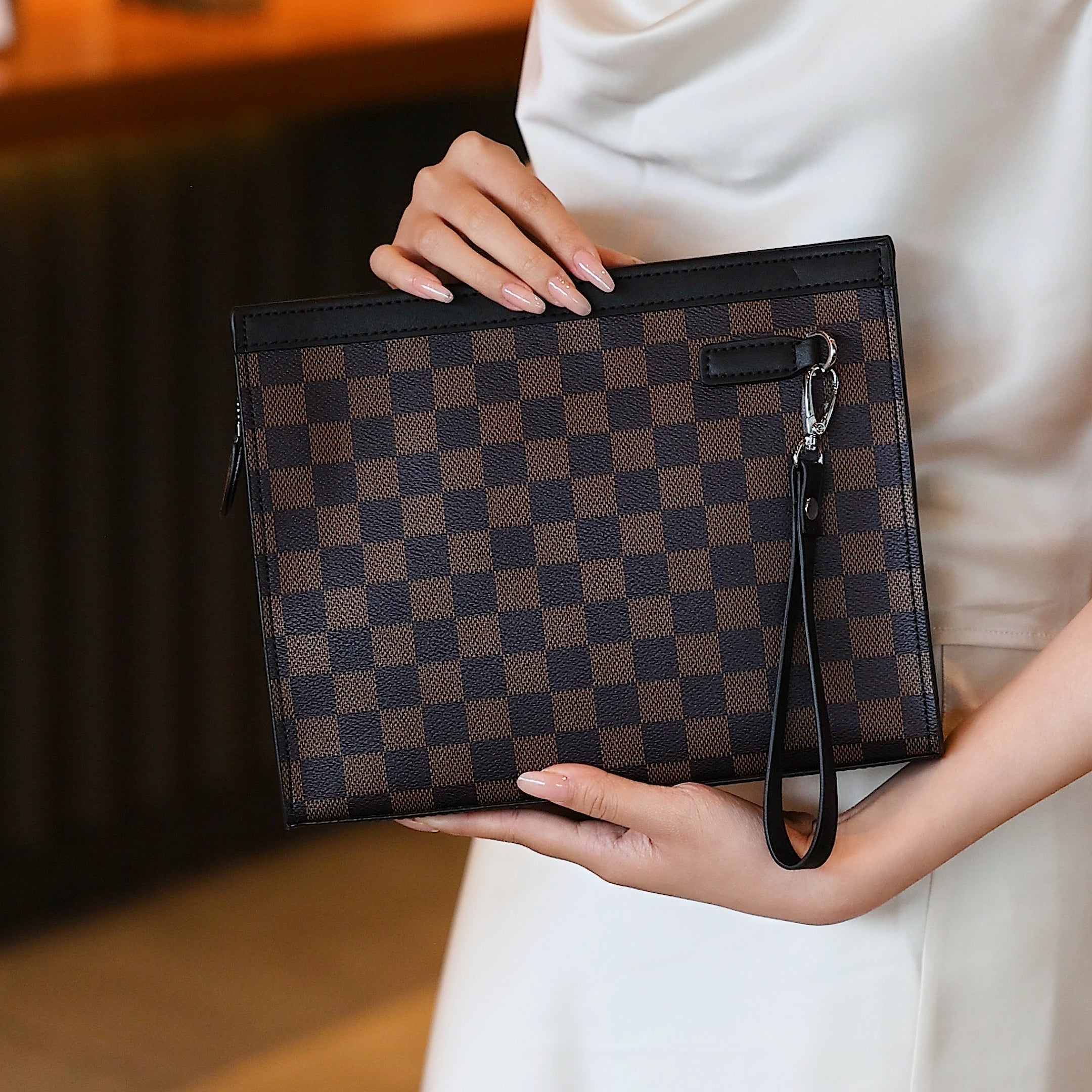 Vintage Check Leather Clutch - Image 4