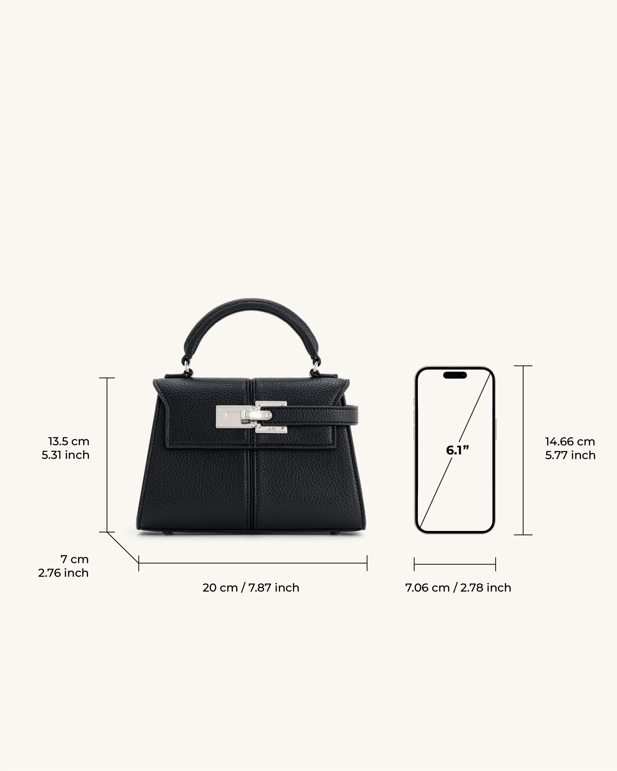 Elise Top Handle Bag - Black - Image 6