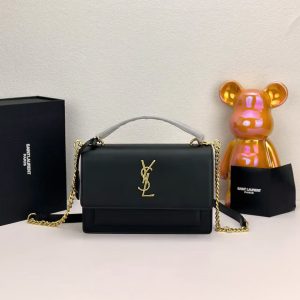 Elegant Gold-Chain Structured Leather Shoulder Bag